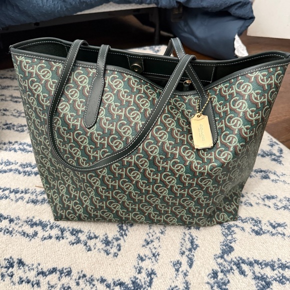 Coach Handbags - Coach Green City Tote with Leather Trim